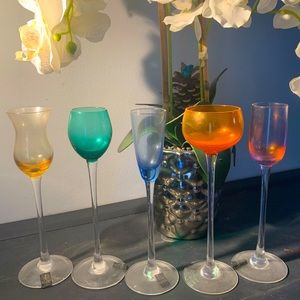 Roscher & Co. Set Of 5 Long Stem Cocktail, Liquor, Aperitif Glasses.